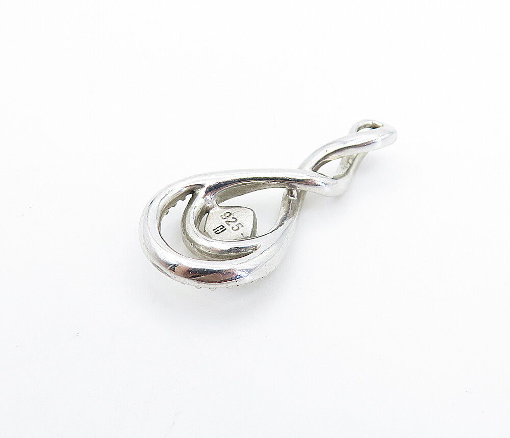 925 Sterling Silver  Shiny Genuine Diamonds Infinity Twist Pendant  PT6168
