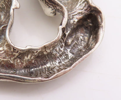 925 Sterling Silver Vintage Pendant Modernist Sculpted Twin Heads Charm  PT25347
