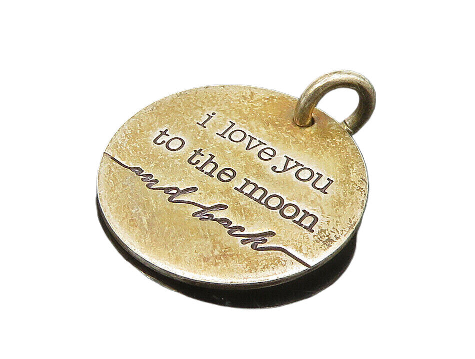 925 Sterling Silver  Vintage I Love You To The Moon Quote Pendant  PT14978