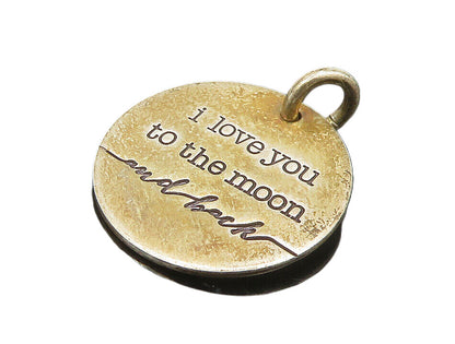 925 Sterling Silver  Vintage I Love You To The Moon Quote Pendant  PT14978