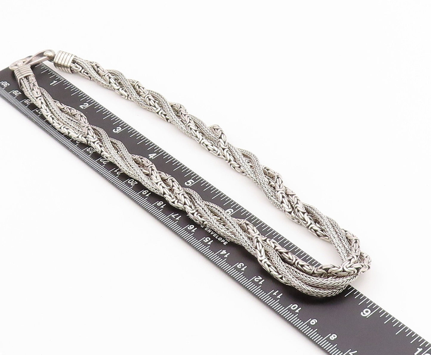 925 Sterling Silver Vintage Necklace BALI Dark Tone Designer Chains Twist NE4444