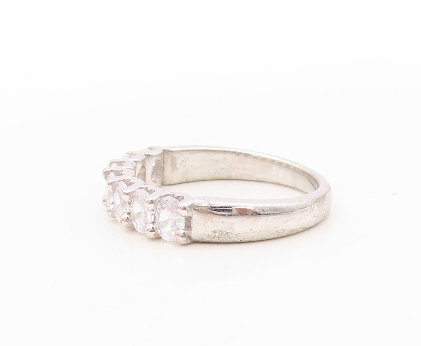 925 Sterling Silver Vintage Ring Minimalist Round Cut CZ Band  Sz 7  RG30883