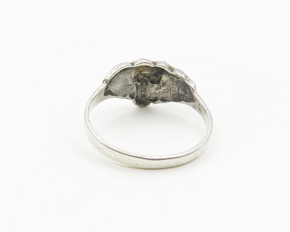 925 Sterling Silver  Vintage Elephant's Head Motif Band Ring Sz 9  RG17593