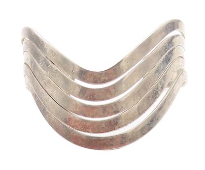 925 Sterling Silver  Vintage Dark Tone Wavy Split Design Cuff Bracelet  BT2323