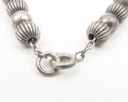 925 Sterling Silver Vintage Dark Tone Ball Beaded Chain Necklace  NE2020