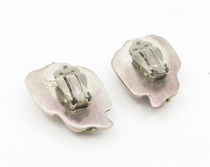 MEXICO 925 Silver  Vintage Two Tone Rope Twist Non Pierce Earrings  EG5559