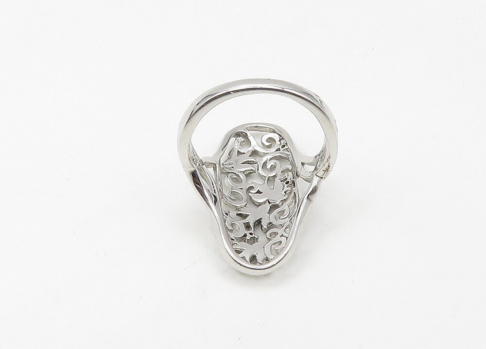 TOTO 925 Silver  Vintage Genuine Diamonds Swirl Vine Band Ring Sz 7  RG21480