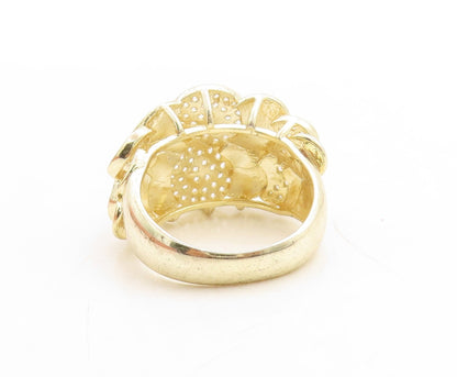 925 Sterling Silver Vintage Ring Gold Plated Designer CZ Inlay Sz 6.5  RG31215