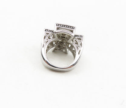 925 Sterling Silver  Topaz Accent Two Tone Cross Cocktail Ring Sz 5  RG9187