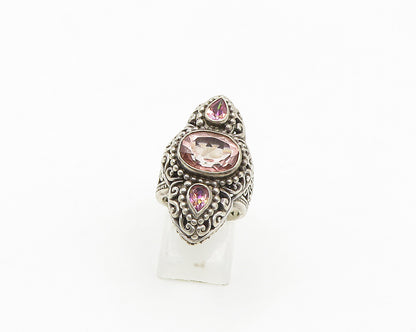 SARDA 925 Silver  Vintage Mystic Topaz Ornate Swirl Cocktail Ring Sz 5 RG19311