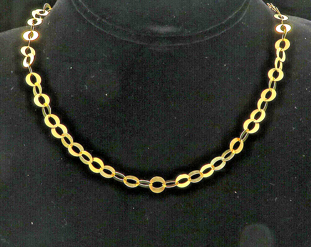 925 Sterling Silver  Shiny Gold Plated Petite Round Link Chain Necklace NE1746