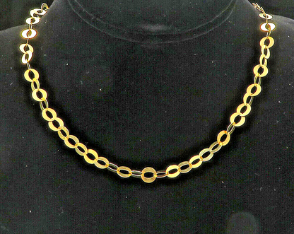 925 Sterling Silver  Shiny Gold Plated Petite Round Link Chain Necklace NE1746