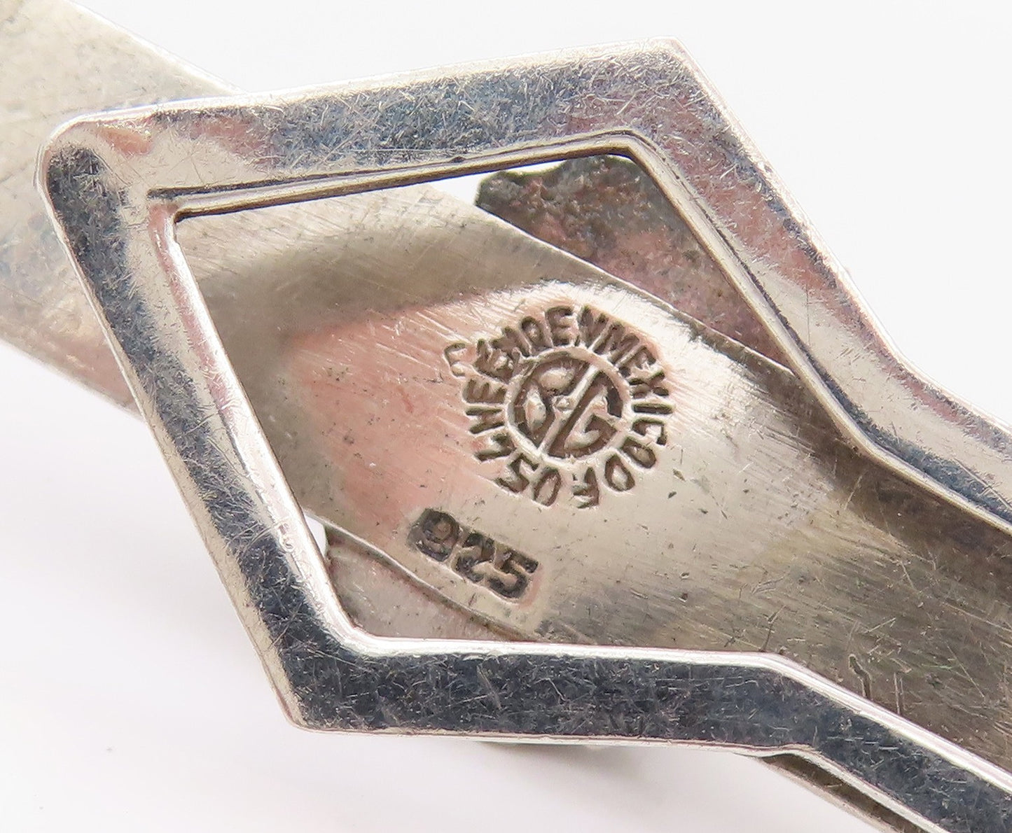 925 Sterling Silver Vintage Money Clip MEXICO Cabochon Tigers Eye  TR3919