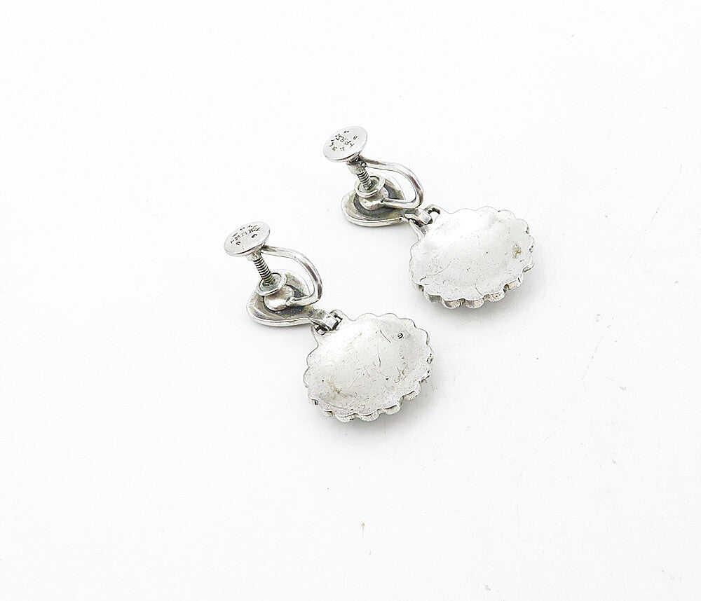 925 Sterling Silver Vintage Sparkling Flower Motif Non Pierce Earrings EG4216
