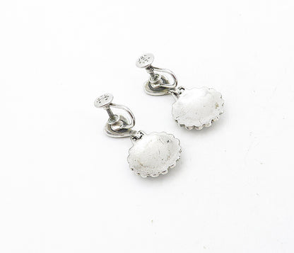 925 Sterling Silver Vintage Sparkling Flower Motif Non Pierce Earrings EG4216