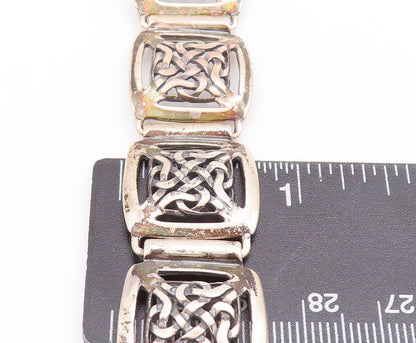 925 Sterling Silver Vintage Bracelet Celtic Knot Cutout Frames Linked  BT10329