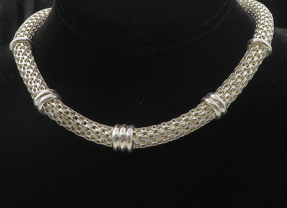 925 Sterling Silver  Shiny Polished Hollow Round Link Chain Necklace  NE1481