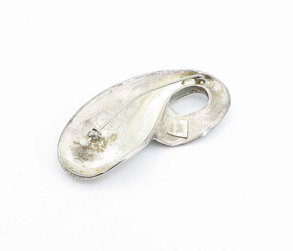 925 Sterling Silver  Vintage Shiny Modernist Swirl Design Brooch Pin  BP1281