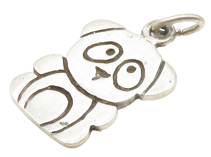 925 Sterling Silver  Vintage Shiny Petite Teddy Bear Motif Pendant  PT12876