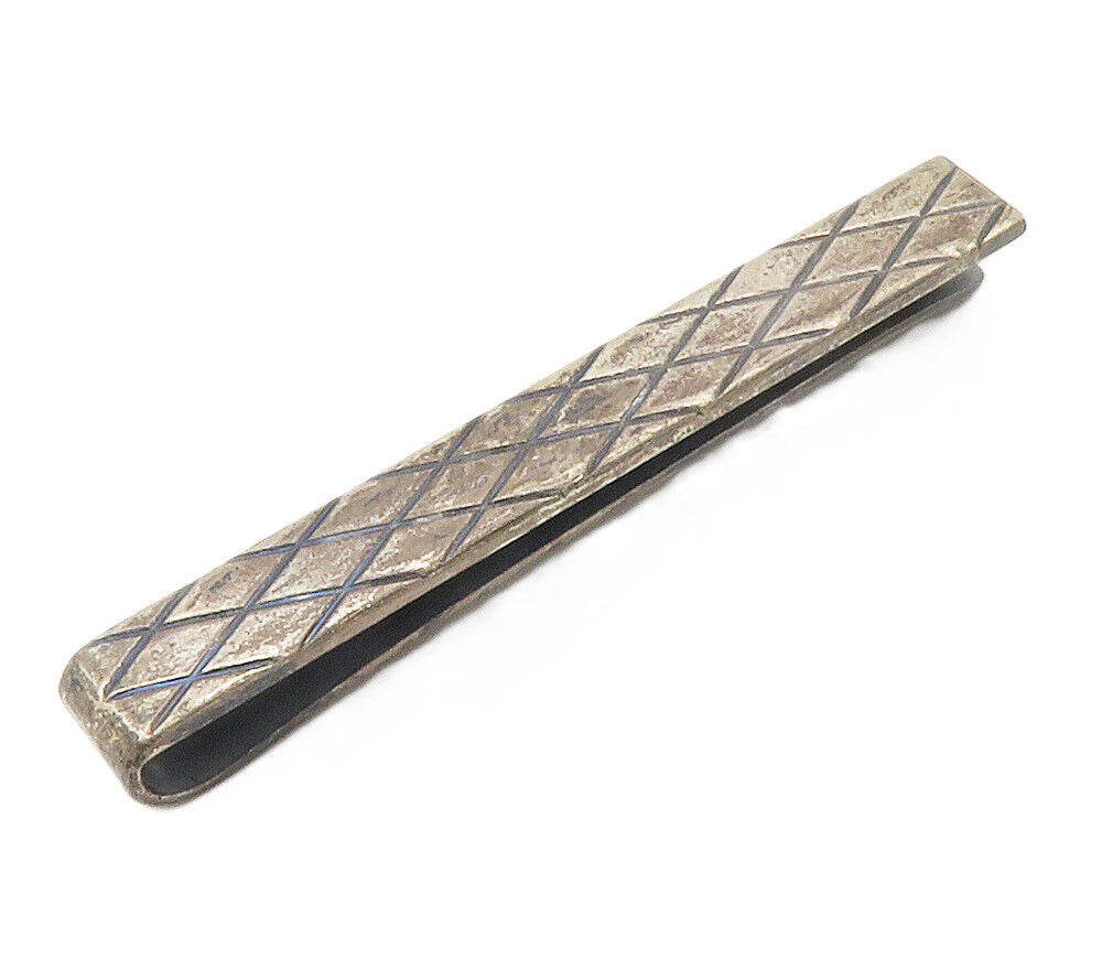 E&M DENMARK 925 Sterling Silver  Vintage Dark Tone Etched Tie Clip  TR2115
