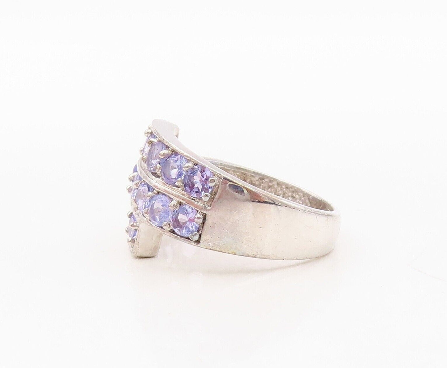 925 Sterling Silver Vintage Ring Designer Round Tanzanite Bands  Sz 7  RG30455