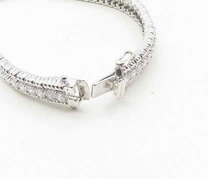 925 Sterling Silver  Sparkling Cubic Zirconia Hinge Chain Bracelet  BT4073