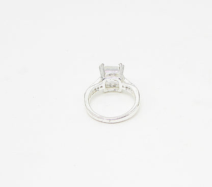 925 Sterling Silver  Faceted White Cubic Zirconia Band Ring Sz 5  RG3130