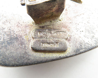 925 Sterling Silver  Vintage Oxidized Modernist Non Pierce Earrings  EG5806