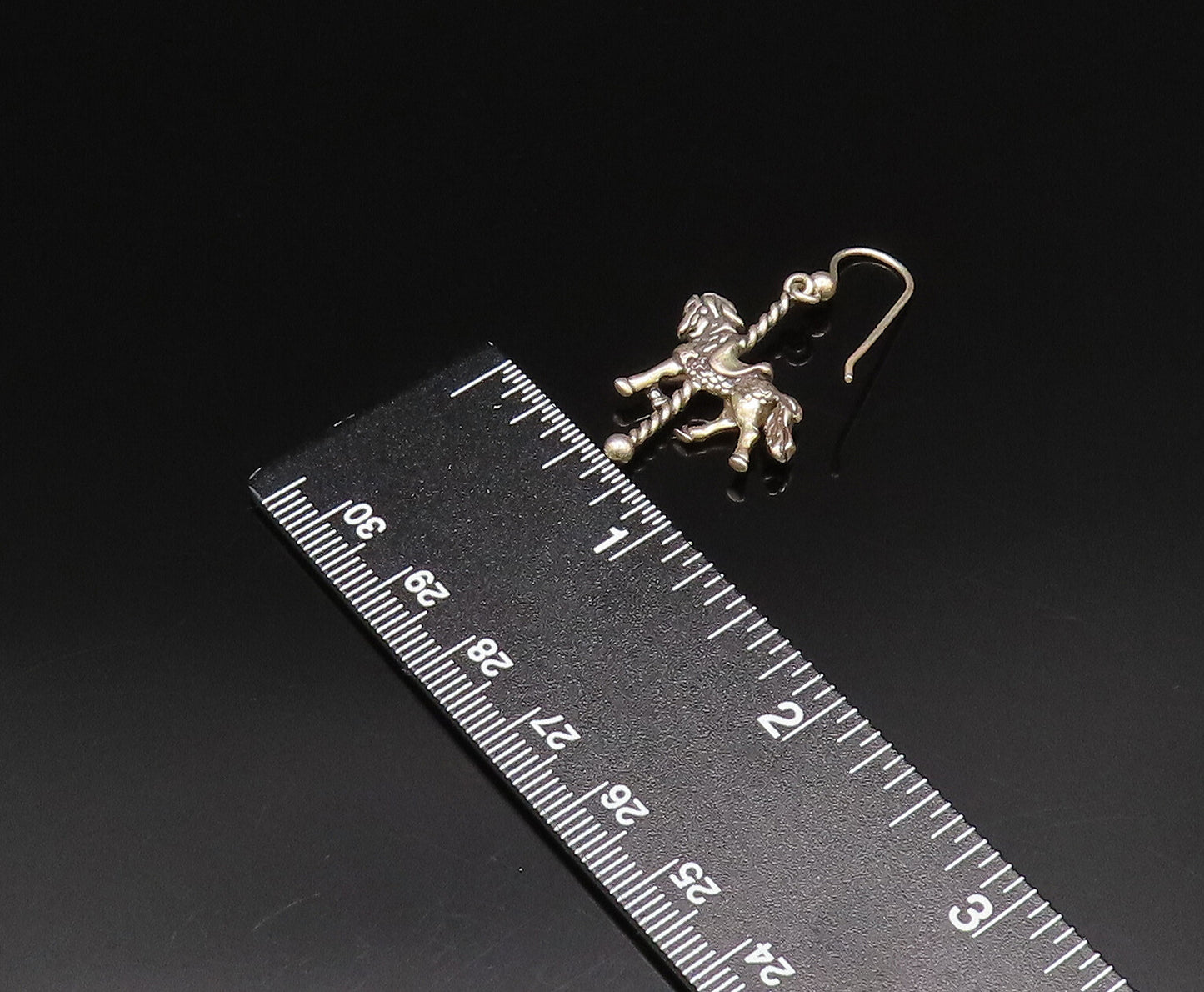 925 Sterling Silver  Vintage Carousel Horse Dangle Earrings  EG12052