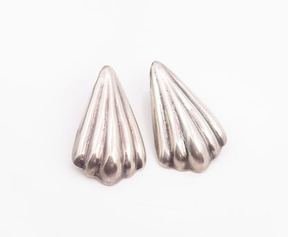 925 Sterling Silver Vintage Earrings LOS BALLESTEROS Seashell Clip  EG14256
