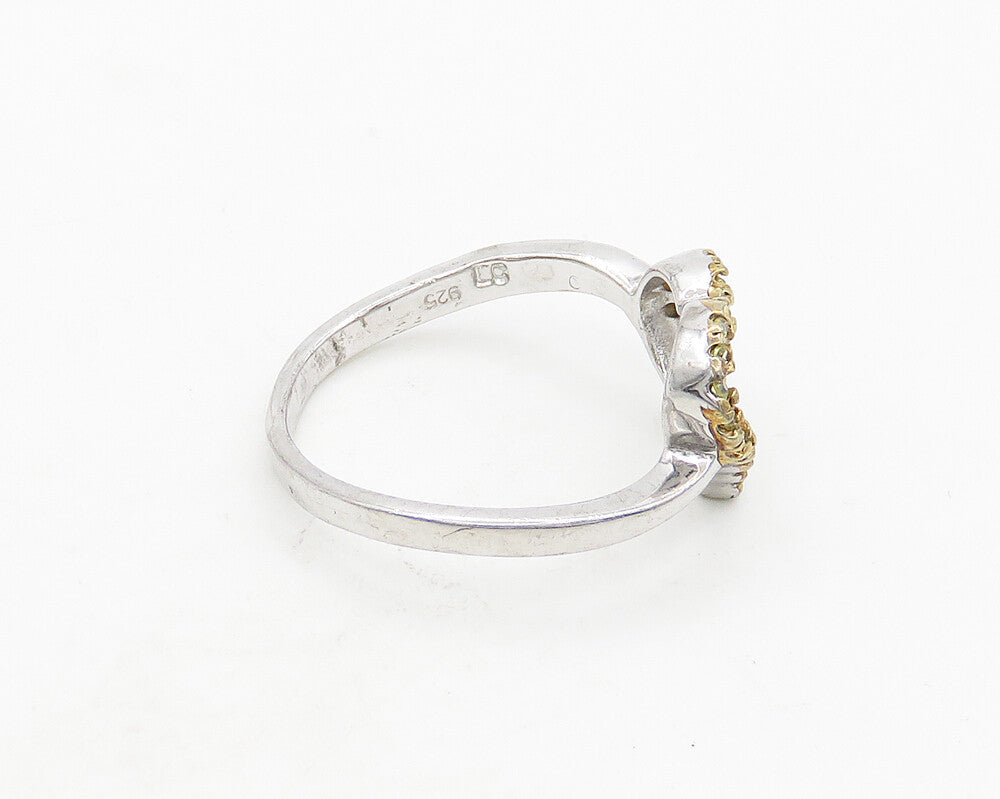 925 Sterling Silver  Vintage Citrine Open Love Heart Band Ring Sz 7  RG19871