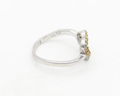 925 Sterling Silver  Vintage Citrine Open Love Heart Band Ring Sz 7  RG19871