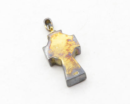 925 Sterling Silver  Vintage Petite Hollow Celtic Knot Cross Pendant  PT9836