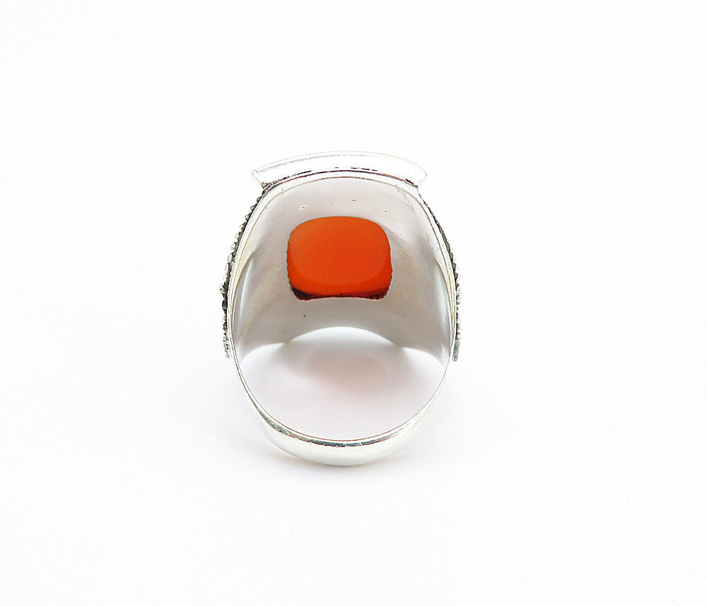 925 Sterling Silver  Carnelian Swirl Twist Shiny Cocktail Ring Sz 6.5  RG7926