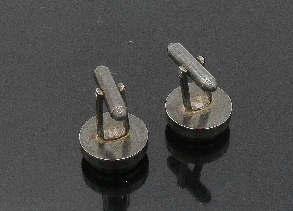 BBN ENGLAND 925 Sterling Silver  Vintage Dark Tone Round Cufflinks  TR2827