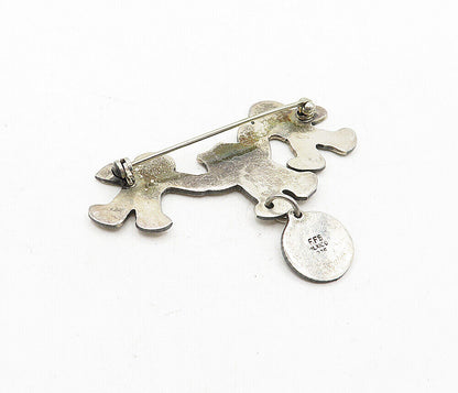 EFS MEXICO 925 Silver  Vintage Children Holding Hands Unity Brooch Pin  BP1475