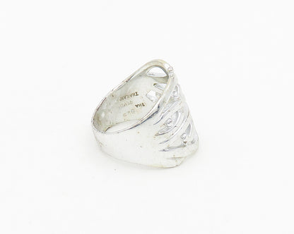 925 Sterling Silver  Shiny Polished Floral Vine Motif Band Ring Sz 7  RG18642
