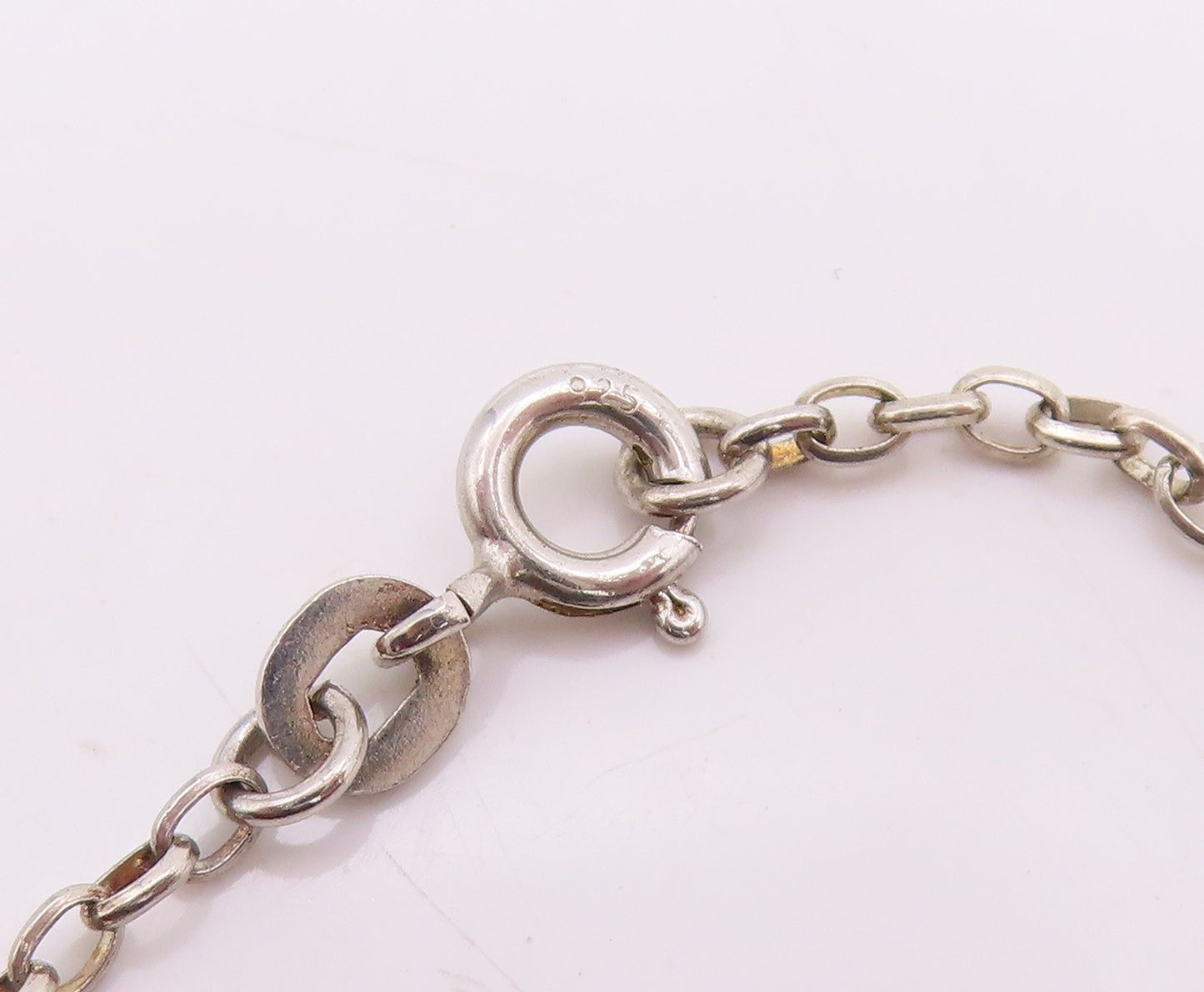 925 Sterling Silver Vintage Necklace Classic Faceted Black Spinel Chain  NE4770