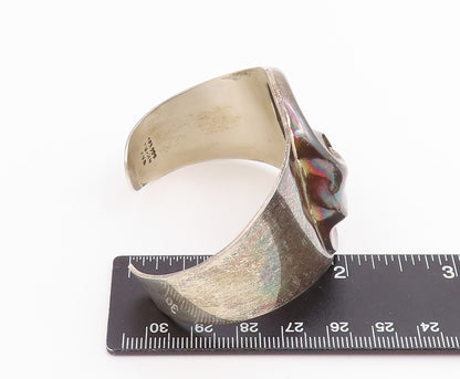 925 Sterling Silver Vintage Bracelet MEXICO Abstract Swirl Cutout Cuff  BT11946