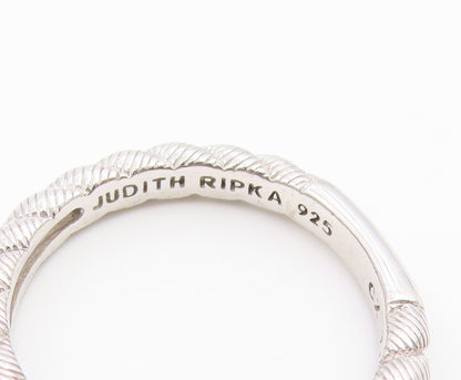 925 Sterling Silver Vintage Ring JUDITH RIPKA CZ Dangle Ball  Sz 7  RG36937