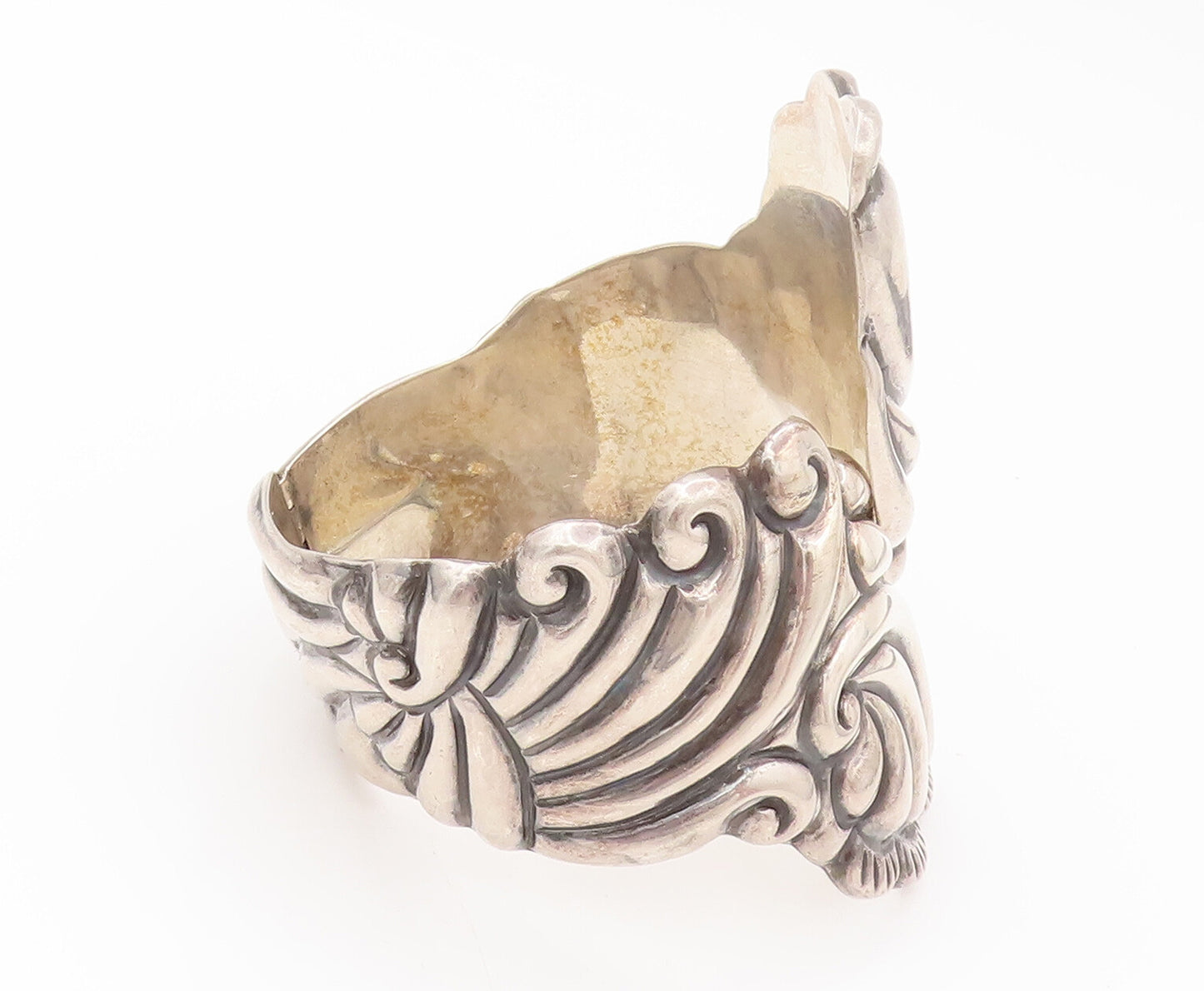 TAXCO MEXICO 925 Sterling Silver Vintage Swirly Puffy Art Carved Bracelet BT9892