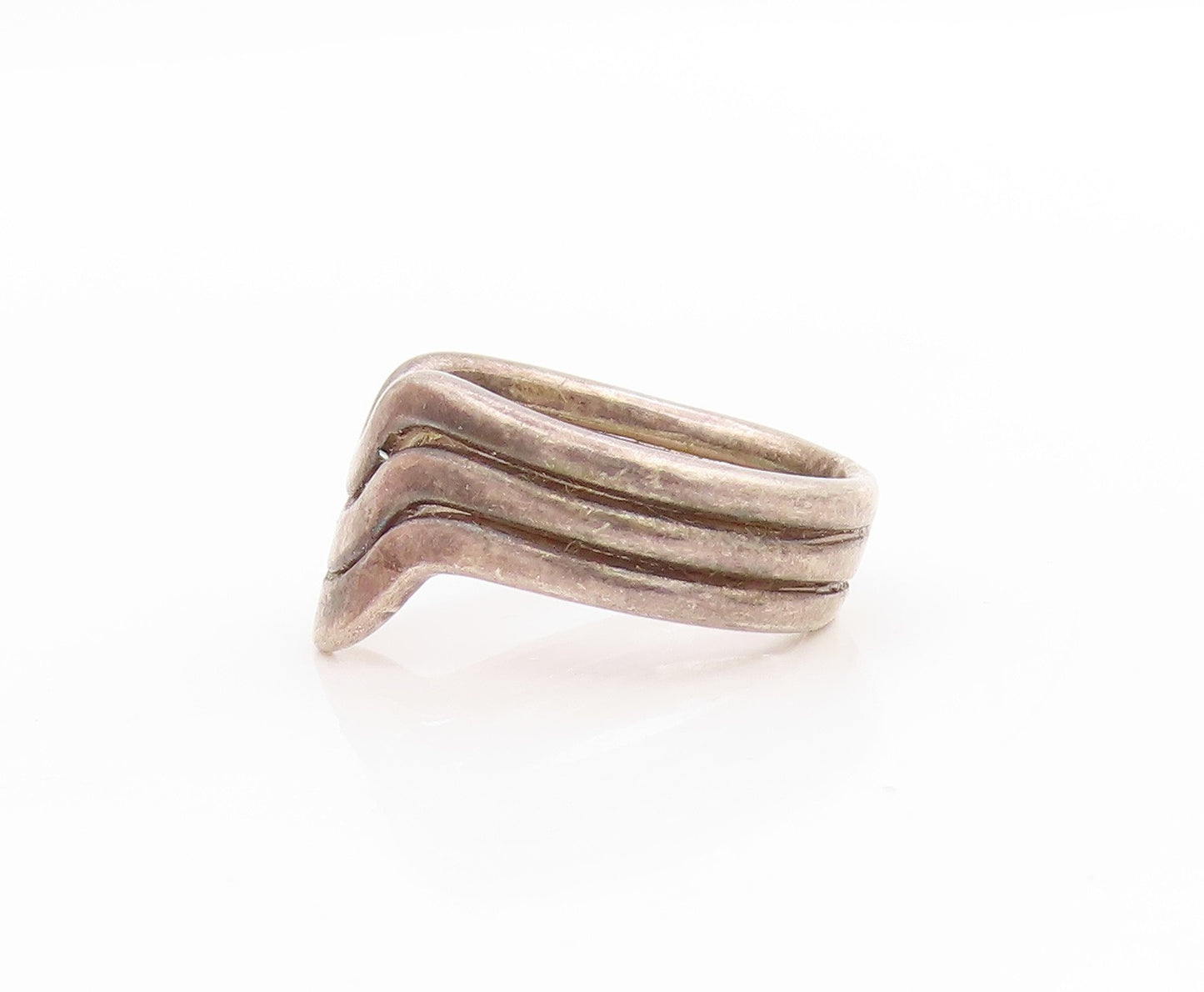 925 Sterling Silver Vintage Ring Minimalist Multi Wave Curvy Band  Sz 6  RG34047