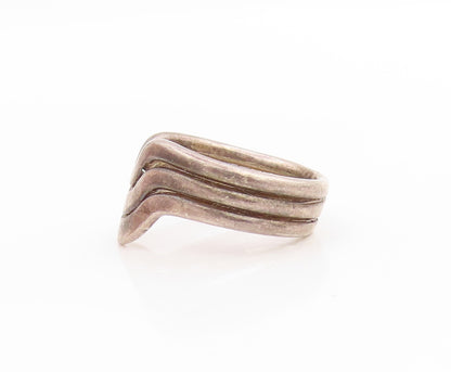 925 Sterling Silver Vintage Ring Minimalist Multi Wave Curvy Band  Sz 6  RG34047
