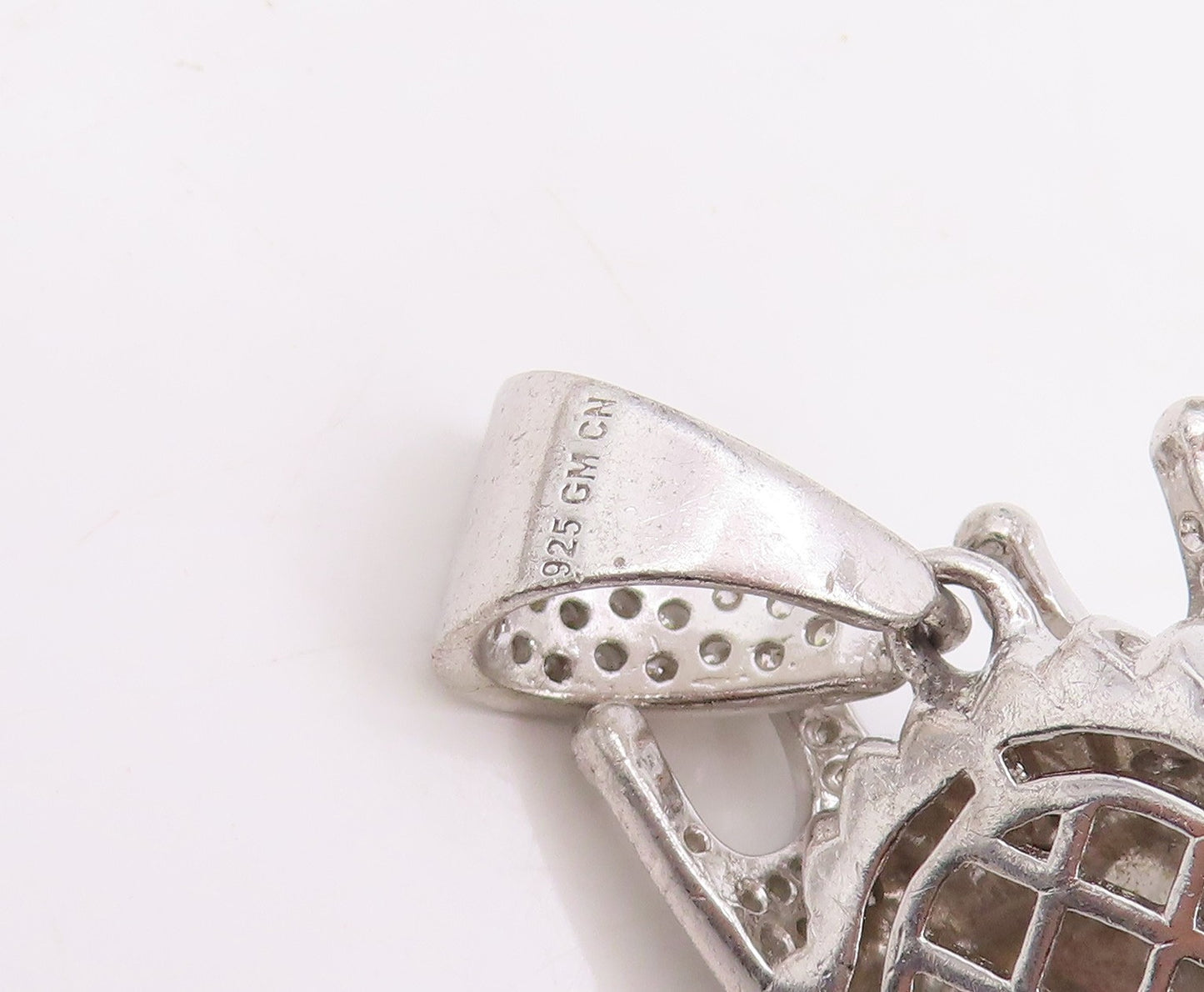 925 Sterling Silver Vintage Pendant CZ Crowned Roaring Lion King Charm  PT25737