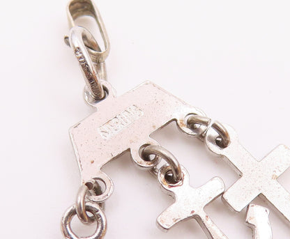 925 Silver  Vintage Love Heart Religious Cross & Anchor Charm Pendant  PT21364
