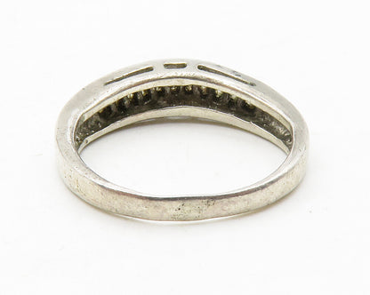 925 Sterling Silver  Vintage Petite White Topaz Dome Band Ring Sz 5.5  RG13682