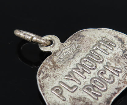 925 Sterling Silver  Vintage 1620 Plymouth Rock Medal Charm Pendant  PT21530