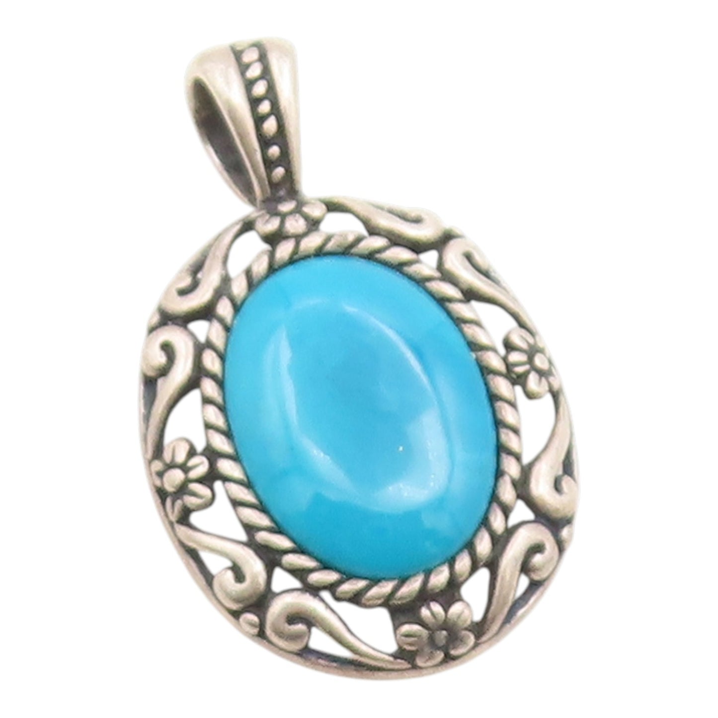 925 Sterling Silver Vintage Pendant CAROLYN POLLACK Turquoise Charm  PT26184