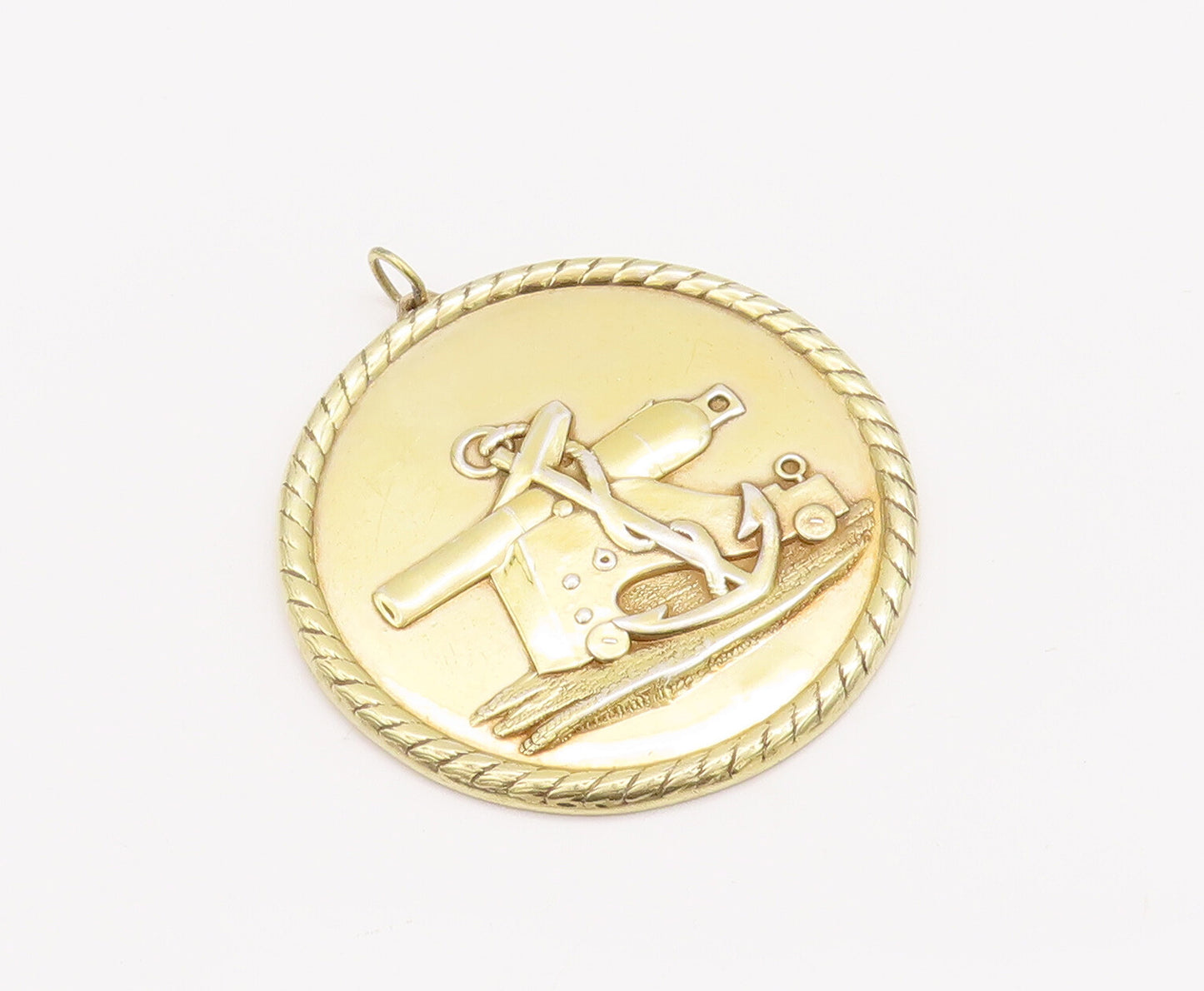 925 Sterling Silver Vintage Pendant Gold Plated Heavy Military Cannon  PT23033