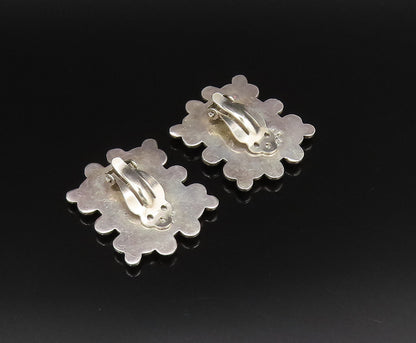 MEXICO 925 Sterling Silver Vintage Beaded Cluster Non Pierced Earrings EG12146
